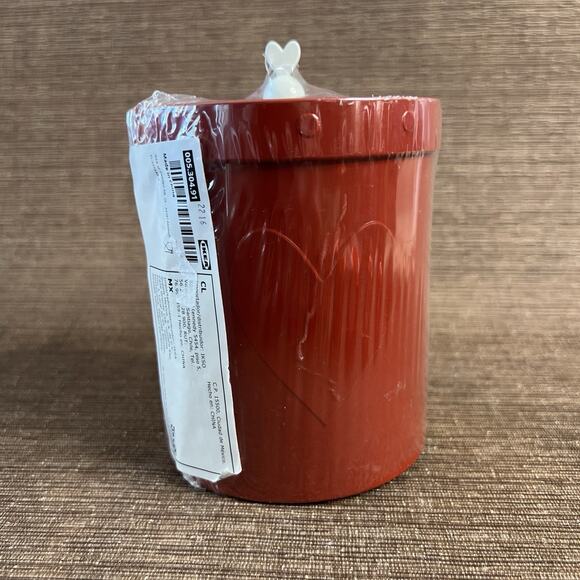 IKEA Vinter Red Heart Tin with Lid – 5¼″ Tall x 4″ Wide – Unused & Factory Wrap - Picture 3 of 6